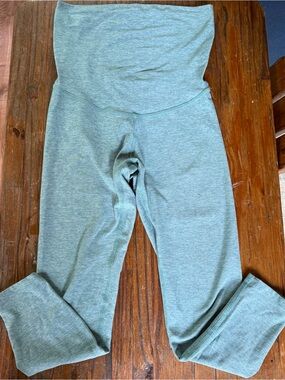 High-Waist Seamless Maternity Leggings in Green Heather